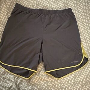 Patagonia Men's Athletic Shorts in Charcoal and Lime